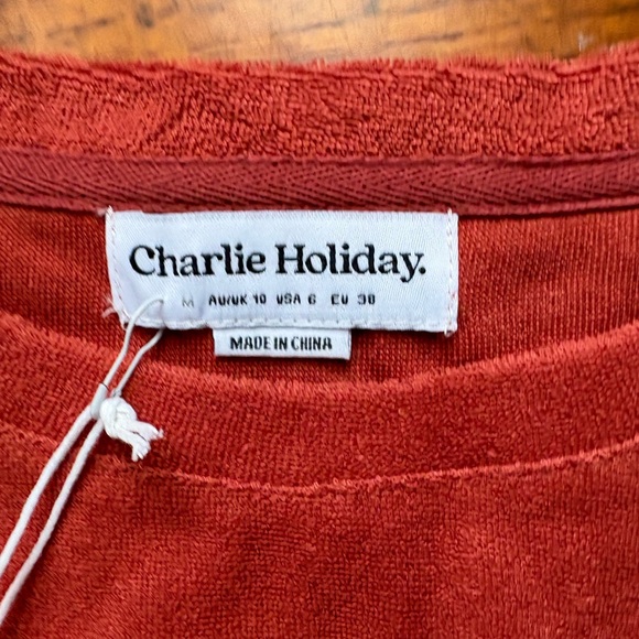 Anthropology Charlie Holiday Rust Soleil Terrycloth Crop Top M - Picture 4 of 8